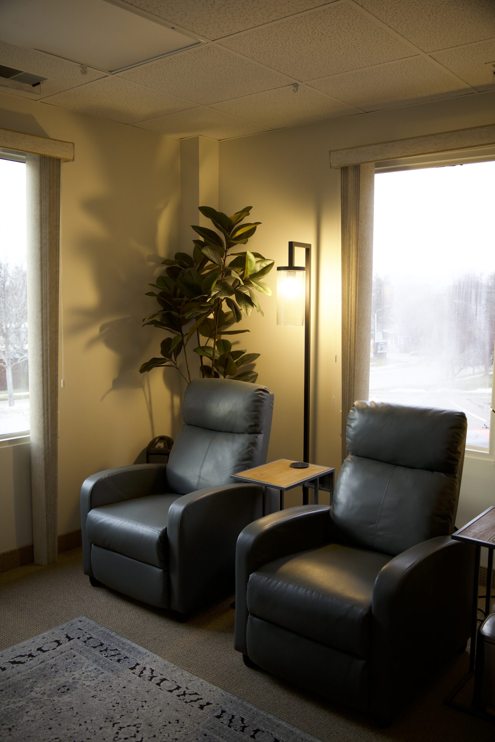 Comfortable treatment room at a functional medicine for gut health in Omaha clinic, designed to support calm, restorative care during patient visits.